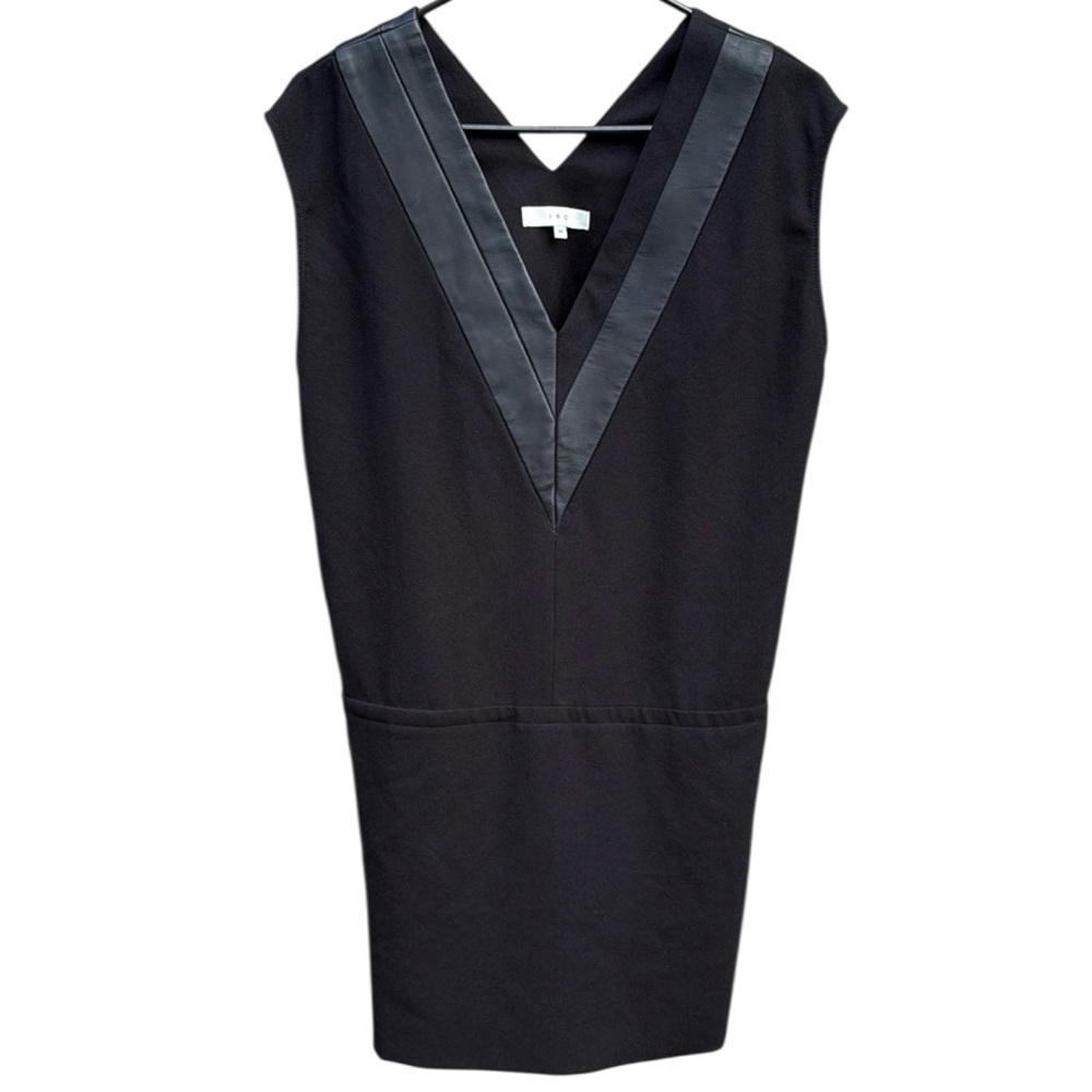 EUC IRO Kacil Leather Trimmed V Neck Sleeveless Dress Black Size Medium